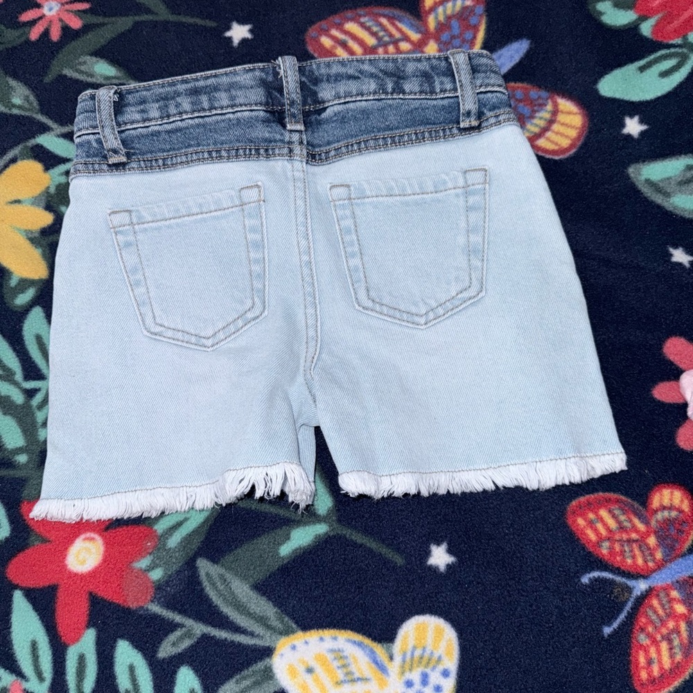 Light Blue Denim Shorts with Frayed Hem